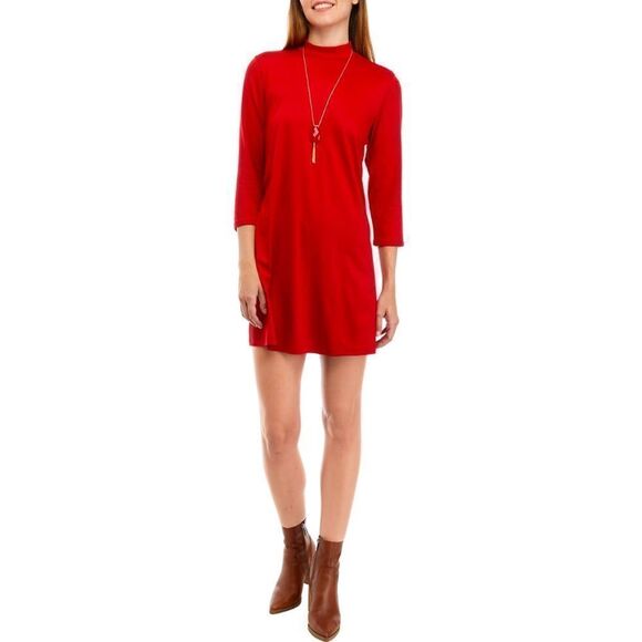 As U Wish Juniors Red Mock Neck Dress with 3/4 length sleeves in a size XS - Picture 1 of 11